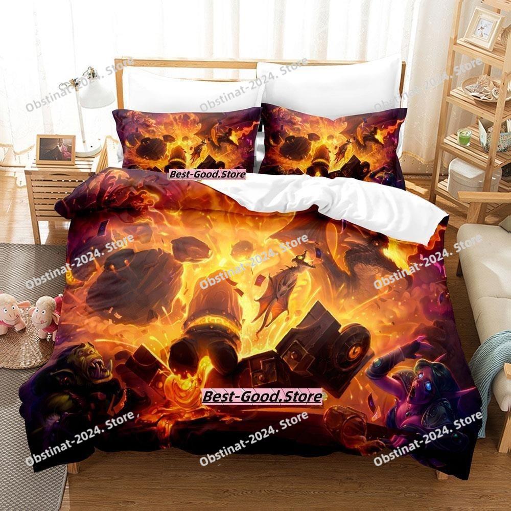 2023 Game Hearthstone Heroes Of Warcraft Bedding Set Cartoon Anime three-piece Set Teenager Bedroom Duvetcover Sets