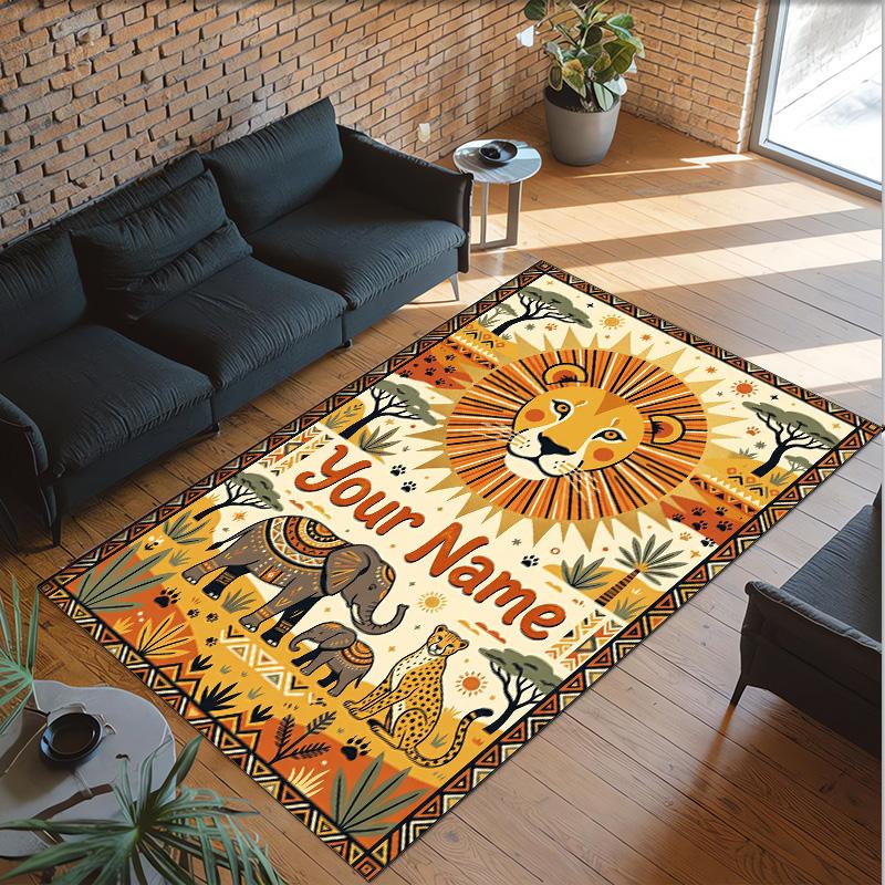 Animals Theme Crystal Velvet Floor Rug Personalized Custom Name Text Warm Carpet Home Decoration