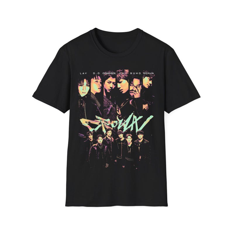 EXO K-Pop Top Boy Group "REVERXE" Broken Mirror Group Portrait Graphic Oversized Streetwear Fan Merch T-Shirt Top for EXO-L
