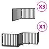 10 Piece Foldable Black Dog Gate 800 cm Poplar Wood