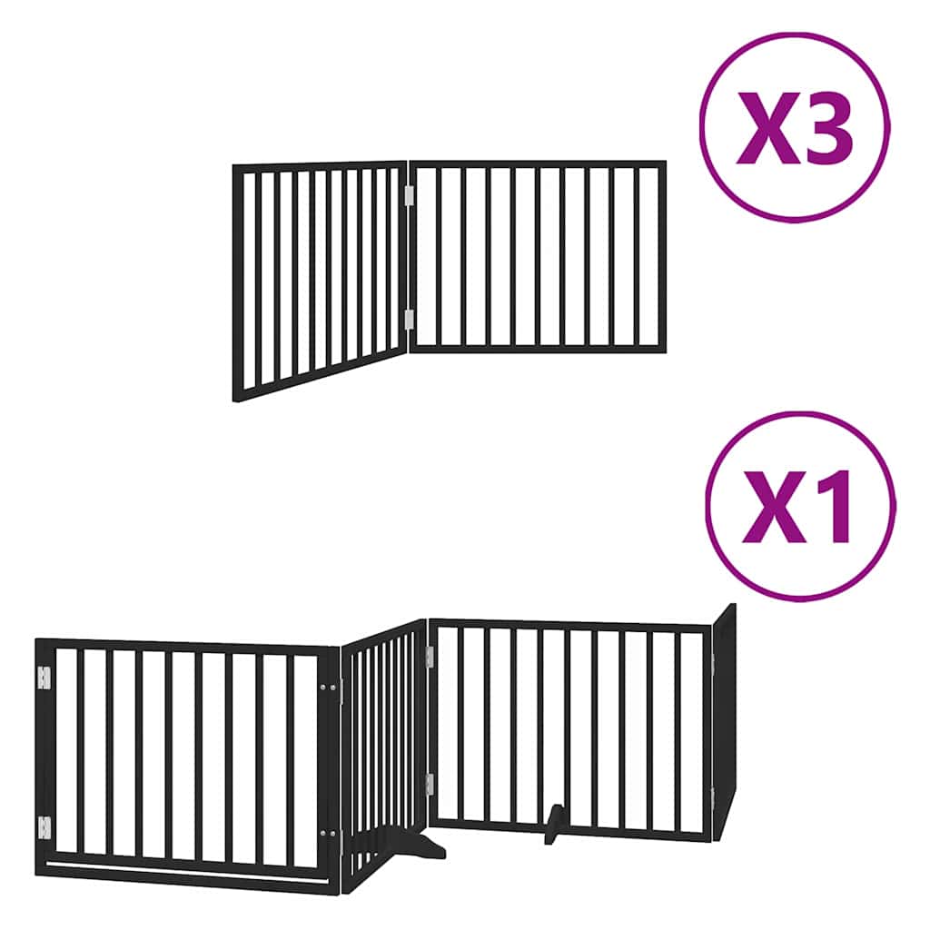 10 Piece Foldable Black Dog Gate 800 cm Poplar Wood
