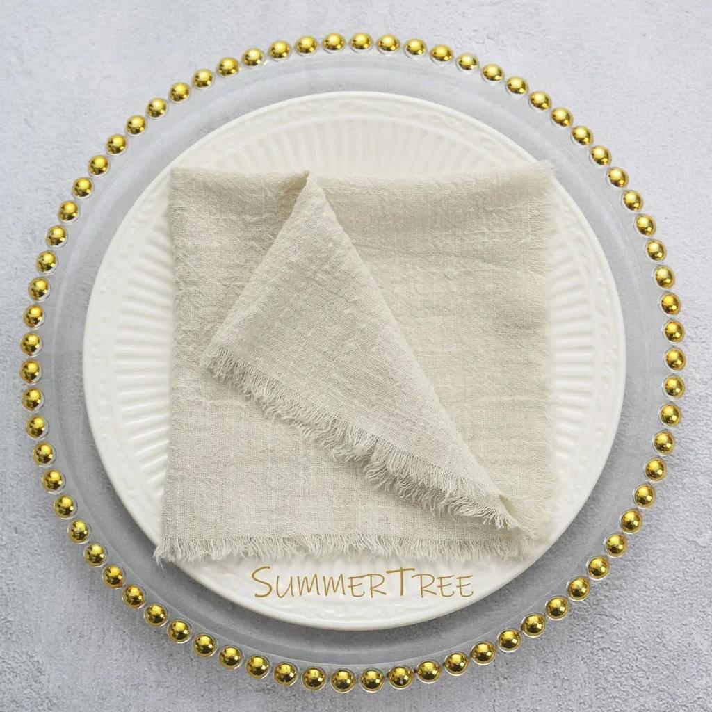 10pcs 32x32cm Cloth Napkins Pure Cotton Gauze Soft Napkin Handkerchief Vintage Banquet Garden Party Wedding Table Decoration