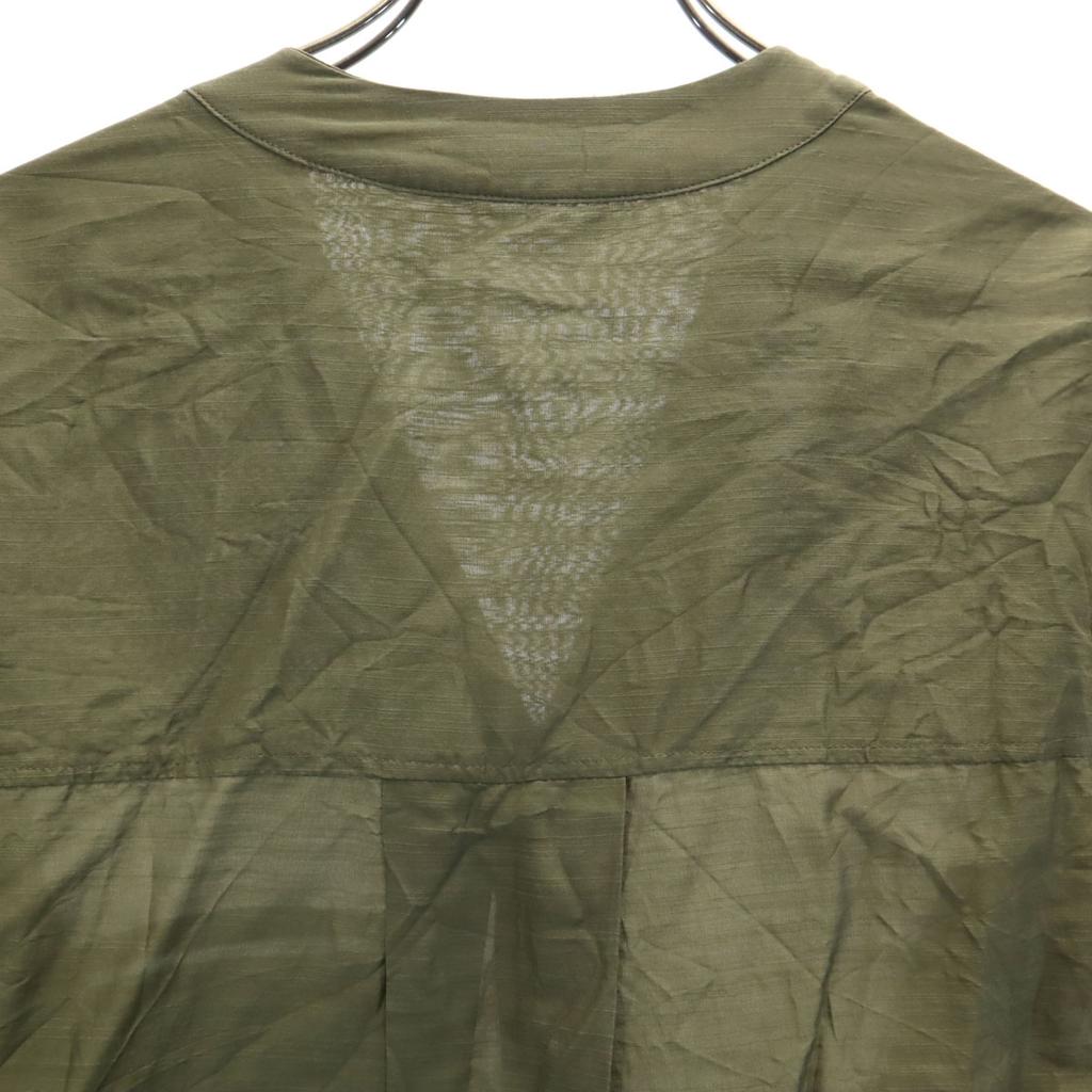 Helmut Lang Silk Blend Long Sleeve V Neck Cut S Khaki Roll Up Women Used