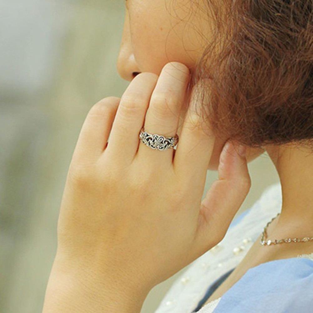 WOSIKATE Vintage Thai CopperRose Flower Ring For Women  CopperPlated Fashion Jewelry Valentine's Day Gift Hand Accessories