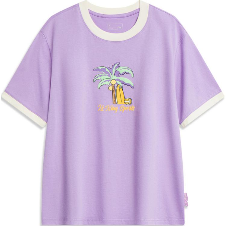 Li Ning Sports Life Collection T Shirt Women s Vero Rose Purple AHST804-2 M