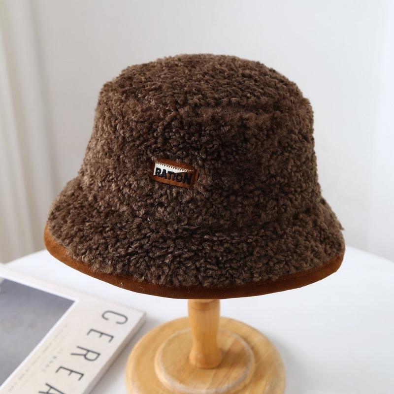 Bucket Hat Women Autumn and Winter Lamb Plush Cold Hat Thickened Warm Cold Basin Hat Fashion