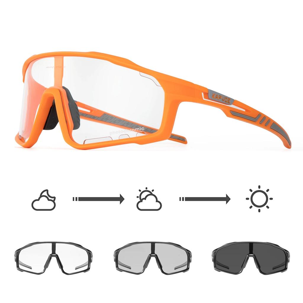 Kapvoe Photochromic Cycling Glasses UV400 Sunglasses Built-in Myopia Frame Sports Bike Eyewear Outdoor Bicycle Goggles