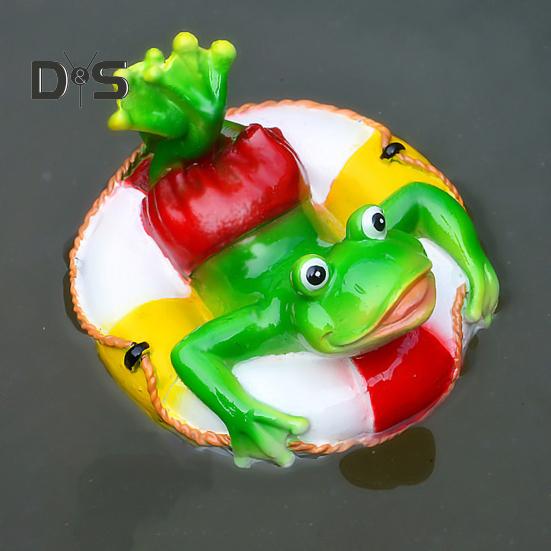 Floating Frog Statue Resin Cartoon Relaxing Frog Ornament Pond Floating Frog Figurine for Aquarium Garden Pool Water Feature Decor