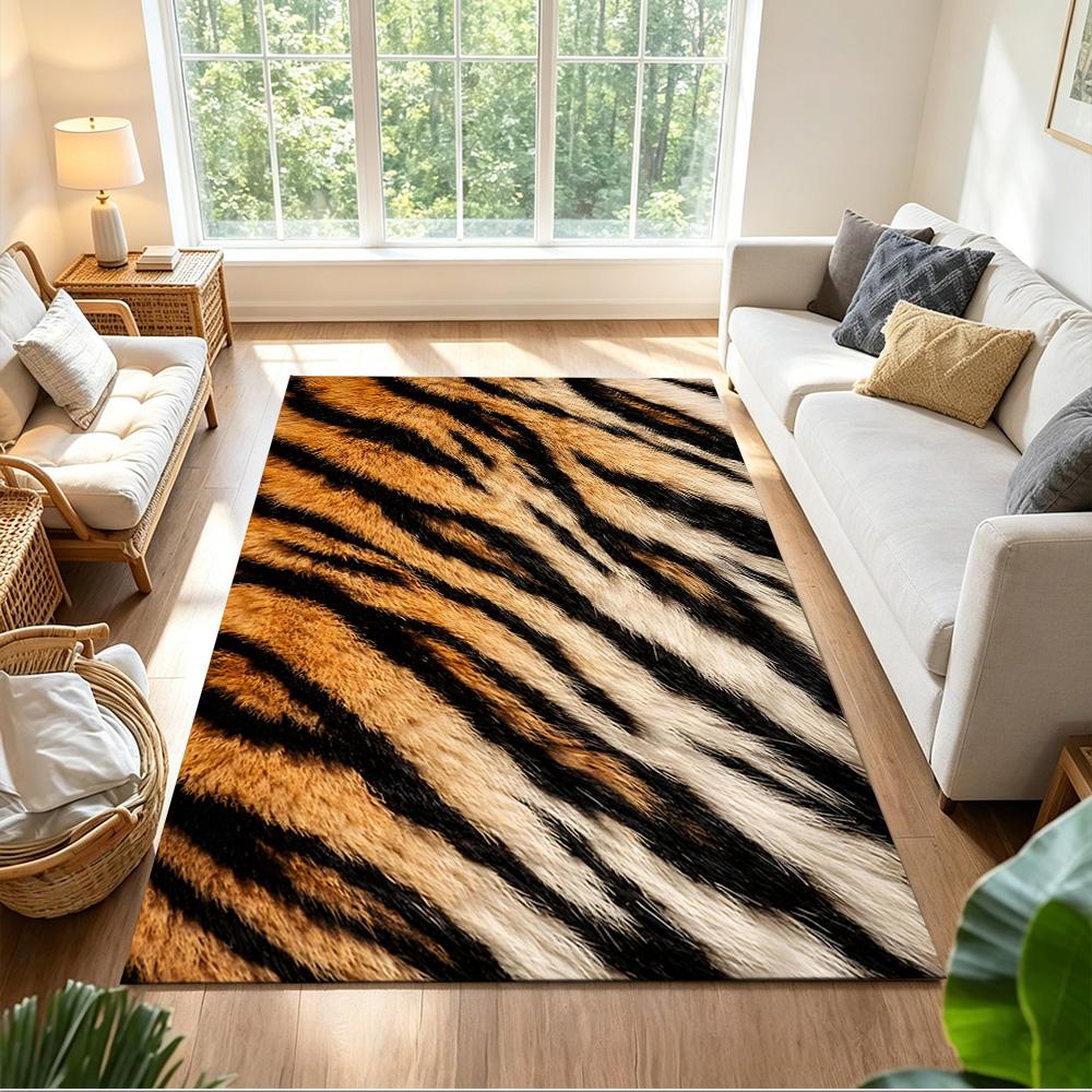 Tiger Stripe Pattern Close-up Non-Slip Home Carpet Design for Office Decor Living Room Bedroom Gift