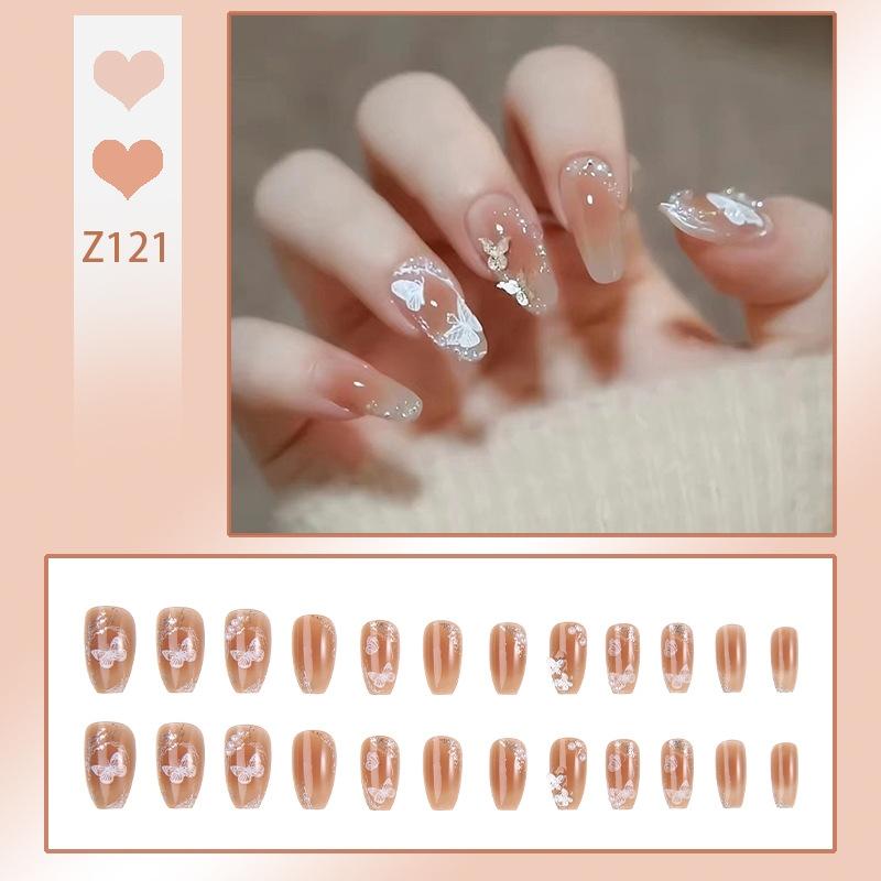 Press On Acrylic Fake Nails Set with Glue High Quality Handmade Nail Extension French Tips Woman False Short Nails Press Ons