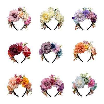 Comodi Fasce Floreali in Tessuto per Donna Accessorio per Capelli Regolabile con Fiori Realistici Ideale per Uso Quotidiano Eventi Matrimoni