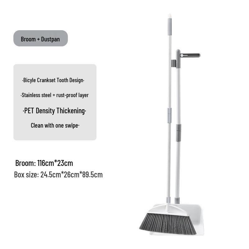 Soft Bristle Indoor Broom and Dustpan Set for Hair and Floor Sweeping
