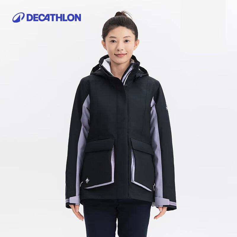 Decathlon Women s Outdoor Windproof Waterproof Fleece Jacket with Detachable Hood L