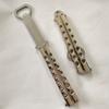 1 pz apribottiglie pieghevole in acciaio inox per birra, apribottiglie a farfalla, coltello a farfalla, accessori per birra in metallo, accessorio per campeggio all'aperto