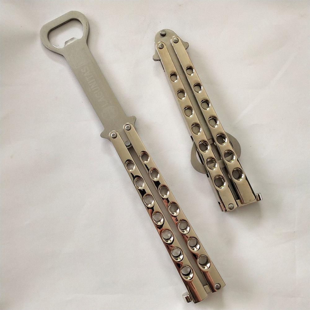 1 pz apribottiglie pieghevole in acciaio inox per birra, apribottiglie a farfalla, coltello a farfalla, accessori per birra in metallo, accessorio per campeggio all'aperto