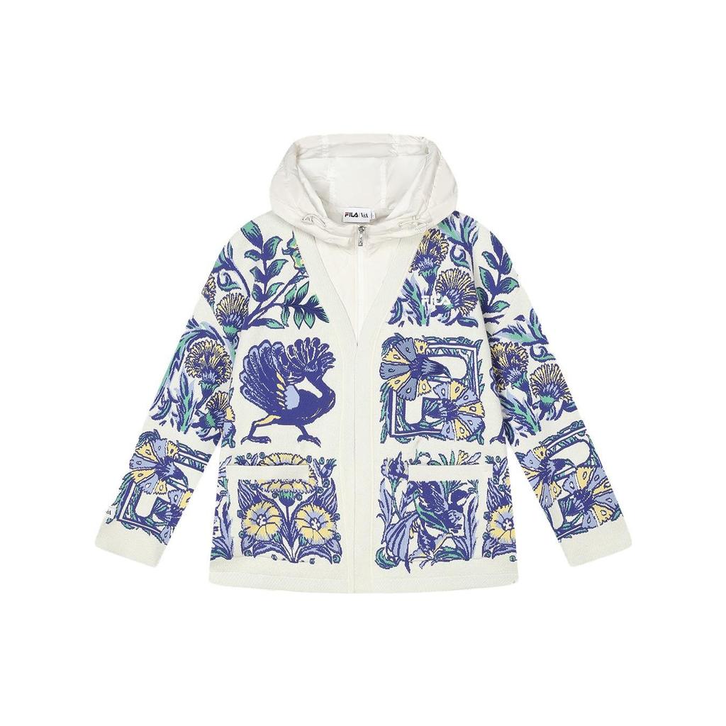 Fila X V&A Museum Collaboration Spliced Botanical Print Hooded Cardigan Women Tops F11W418412F-ZA