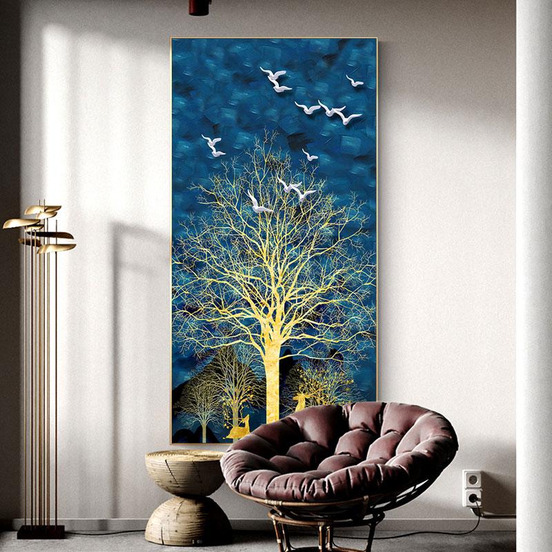 Abstract Decorative Paintings Gold Leaf Wall Art Canvas Interior Painting Modern Poster and Print for Living Room Home Decor