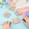 4Pcs Wood Knitting Needle Gauge And Ruler Square Wood Spinning Control Card Knitting Tool For Spinners Yarn Measuring Tools