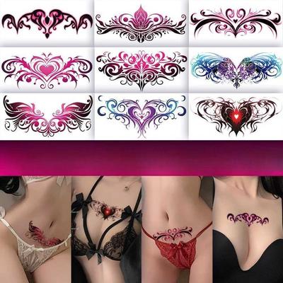 Conjunto de tatuagem de escravo transmissão Halloween vulva data cintura adulto, 1 peça, 8x16cmmm-023-9 peças