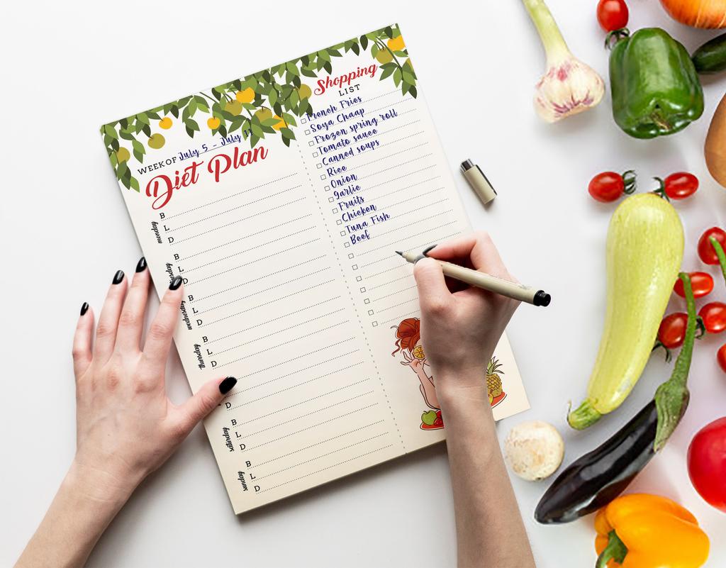 Inkdotpot Weekly Meal Planner Notepad 7"x10 , "Kitchen Menu" Magnetic Meal Planning Pad with Tear Off Grocery S-54 Sheets