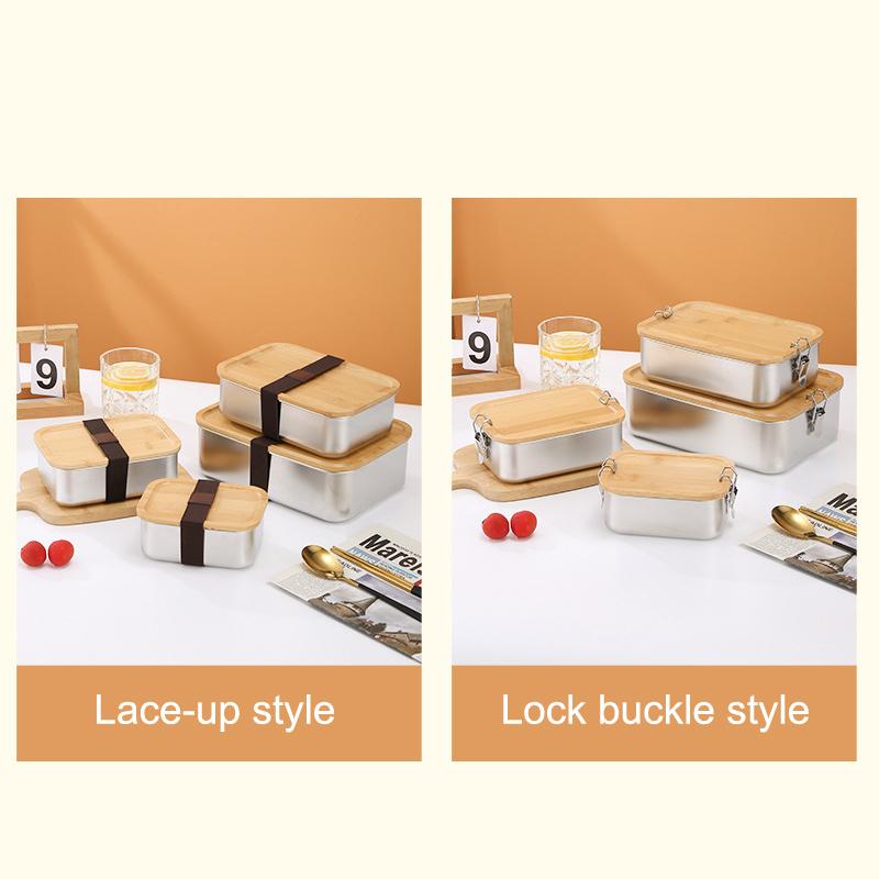 304 Stainless Steel Bamboo Lid Lunch Box, Japanese Style Lid Preservation Box, Lunch Box, Lunch Box, Food Storage Box