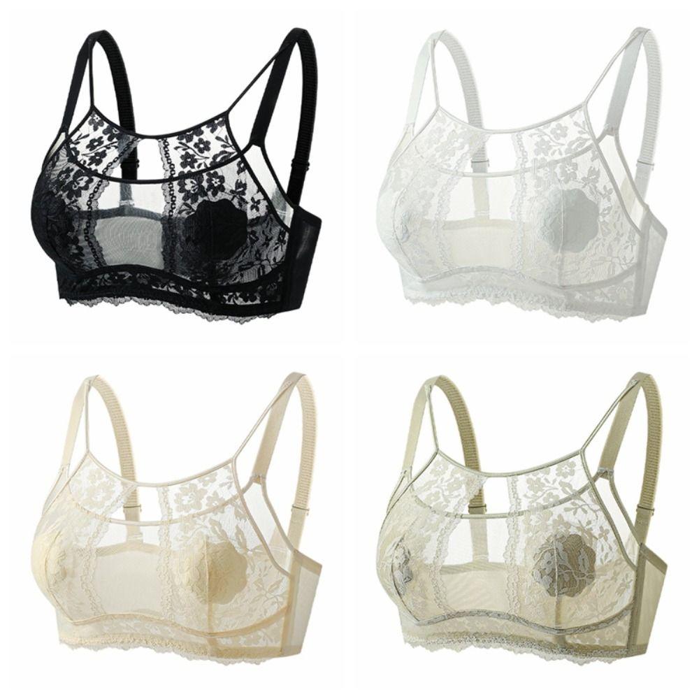 Anti-sagging Wireless Deep V Bra Shockproof Lace Thin Bra Fashion Underwear for Women  Girls
