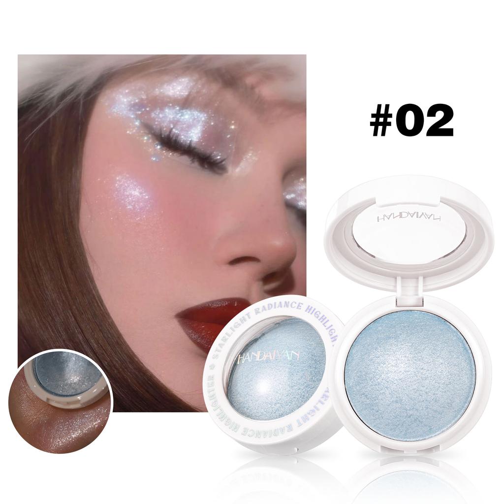 Langanhaltender Wasserfester Feiner Schimmer Highlighter, Natürlicher Glänzender Effekt, Kontur Aufhellen und Gesicht Modifizieren, Perlenschimmer Glattes Gebackenes Puder