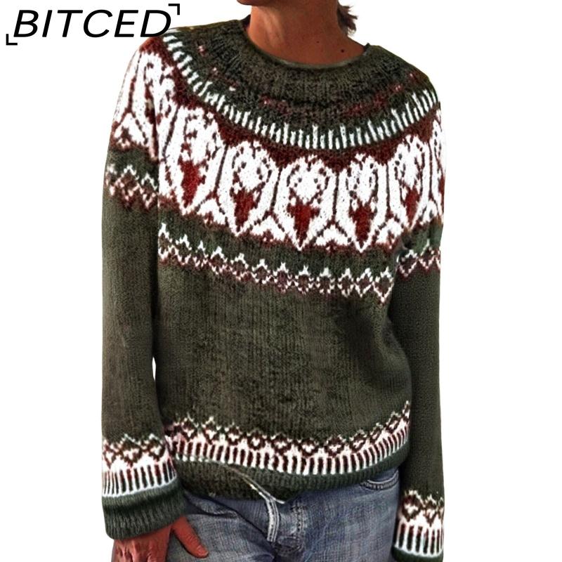 

BITCED Women s Sweater - O-Neck Color-Blocked Oversized Fashion Pullover Knit XXXXXL
