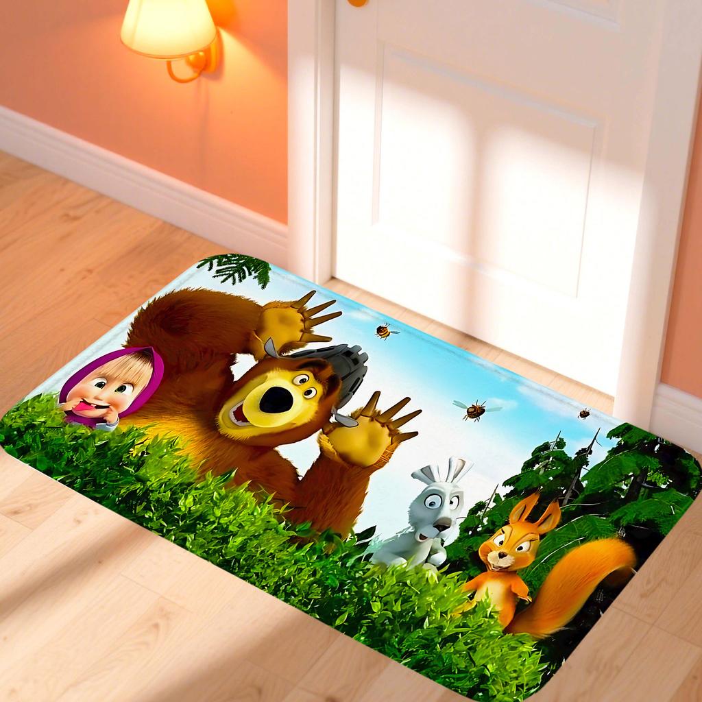 Kawaii Masha and the Bear Doormat Home Decor Items Kitchen Rugs Living Room Foot Mat Entrance Carpet Bedroom Rug Non-slip Pad