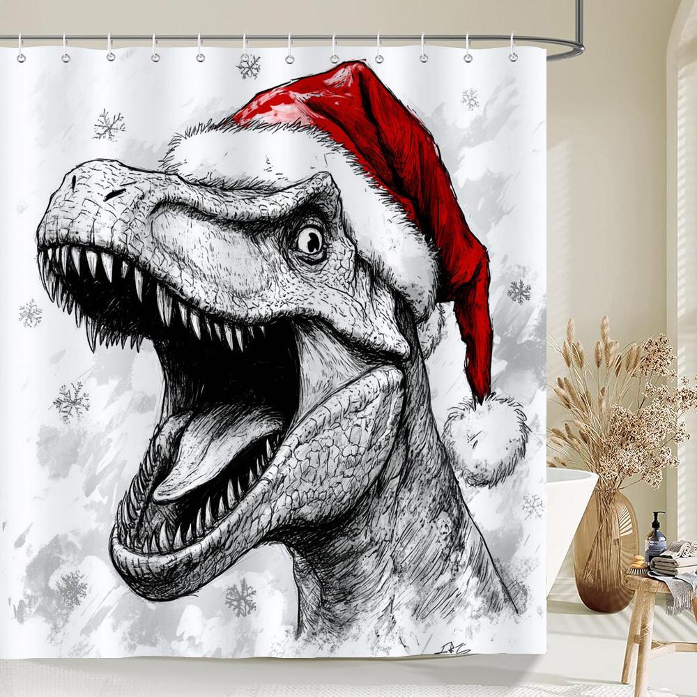 Christmas Santa Claus Snowman Print Bathing Curtain Bathroom Shower Curtain With Hooks bathroom home decor and accessories
