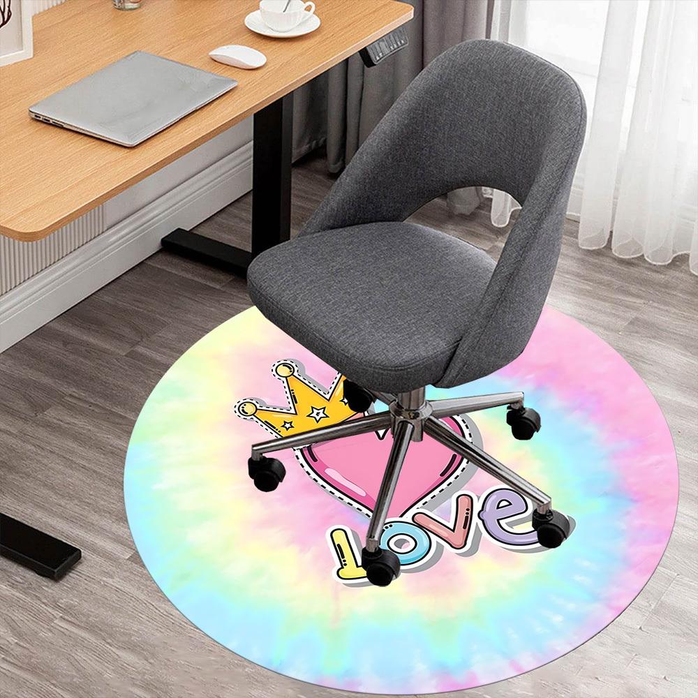 

1pc heart love Round Chair mat Area Rug - Non-Slip, Floor Mat for Office, Bedroom, and Indoor Decor c1125289 80cm by 80cm