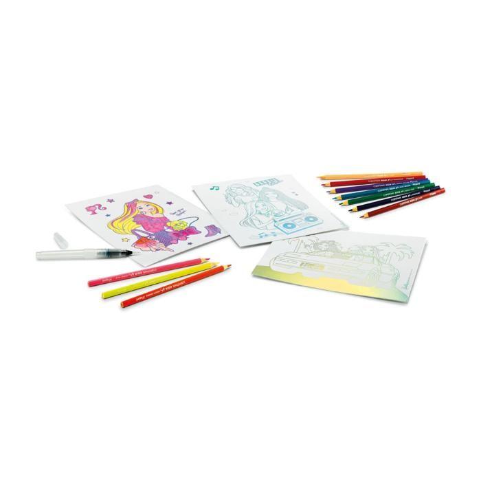 Aquarelles pour enfants - maped creativ - barbie - crayons aquarellables - pinceau à eau - 3 affiches