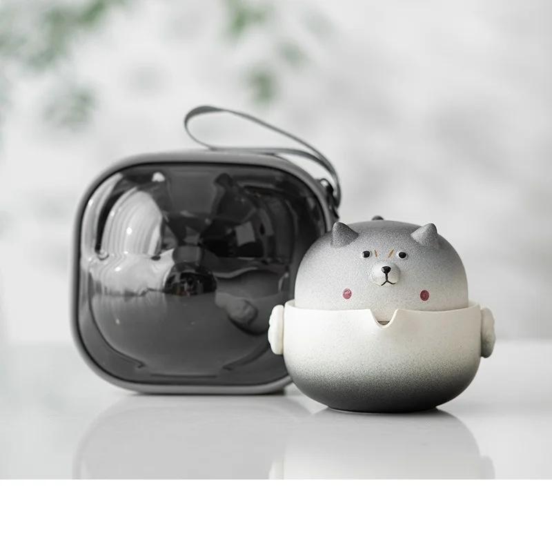 1Set 160ML Cute Travel Tea Set Quick Cup Camping Outdoor Portable Storage Bag Kung Fu Tea Set Teapot Teacup