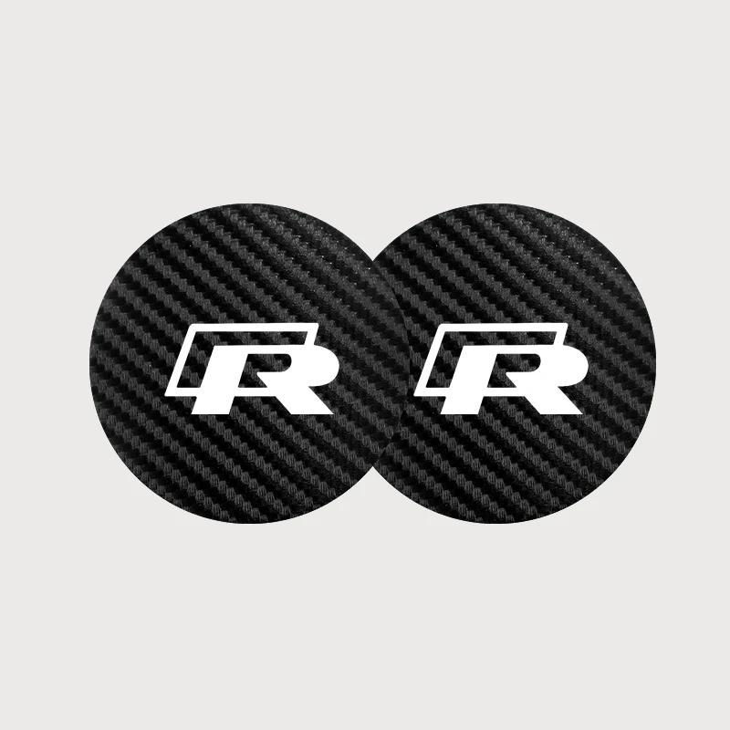 

2025 Hot 2Pcs Leather Coaster Anti-noise Water Cup Pad Cushion For Volkswagen R Touran Scirocco Passat Amarok T5 Phaeton Teramon