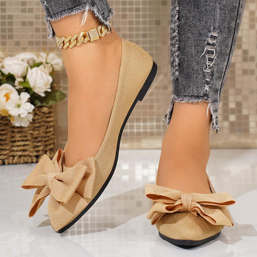 Fashion Women Flats Bowtie Pointed Toe Shoes Female Walking Dress Shoes Spring Fashion Casual Footwear Shallow Zapatillas Mujer