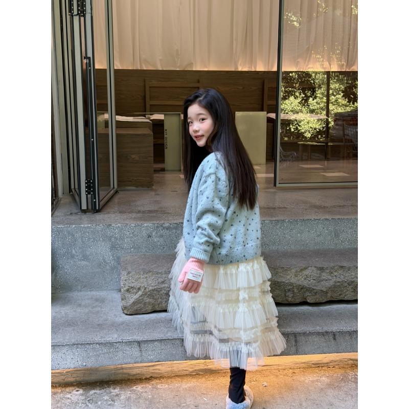 Korean Style Girls Floral Cardigan Sweater Kids Knit Casual Outerwear Top