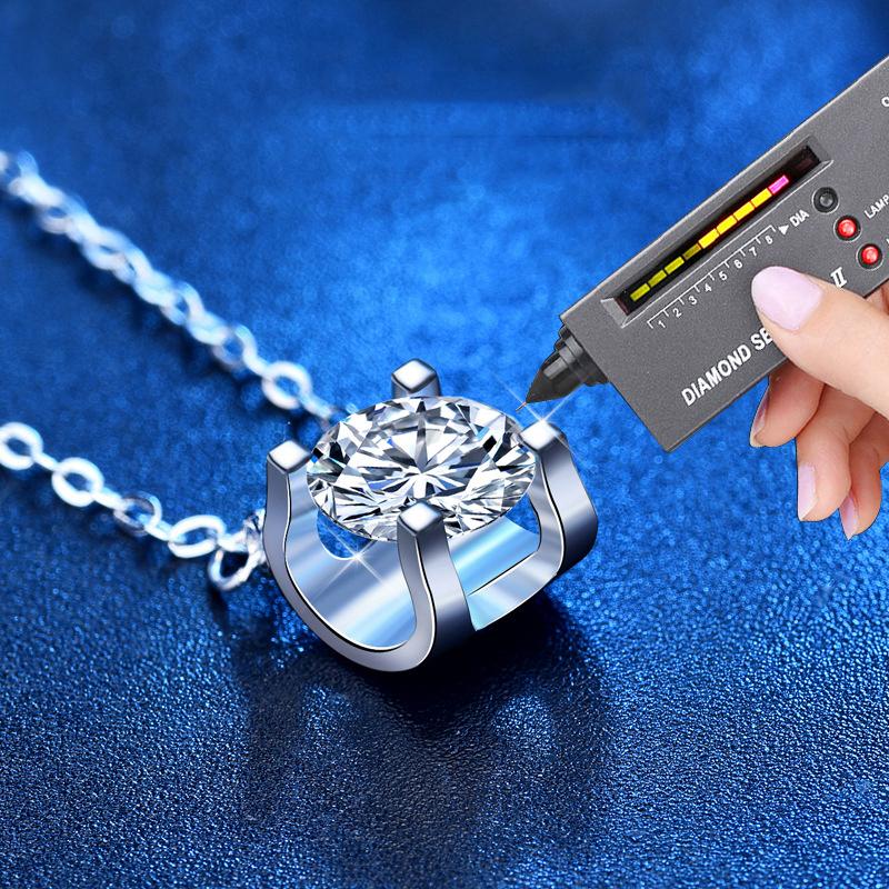 Real 1 .0ct D Color Moissanite Necklace Simple 925 Sterling Silver Pendant Necklaces For Women Bride Sparkling Wedding Jewelry