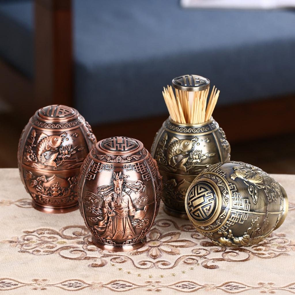 Metal Toothpick Box Household Creative Push-type Fashion Toothpick Holder Chinese Living Room Automatic Pop-up Toothpick Jar