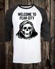 Camiseta Algodão Retrô Punk NYC Bem-vindo à Cidade do Medo Nova Iorque