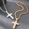 Hip Hop 316L Stainless Steel & Full CZ Cross Pendant Necklace Man Double Layer Hollow Cross Jewelry Gifts Trend Necklaces