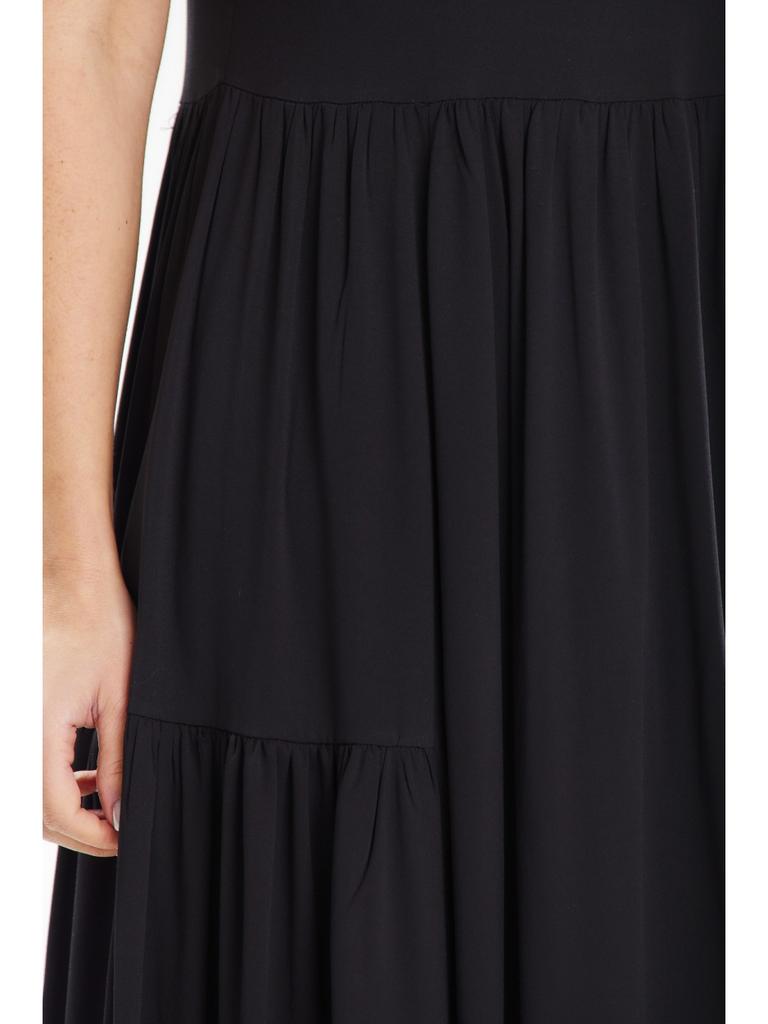 Flared midi dress with short kimono sleeves, black XL