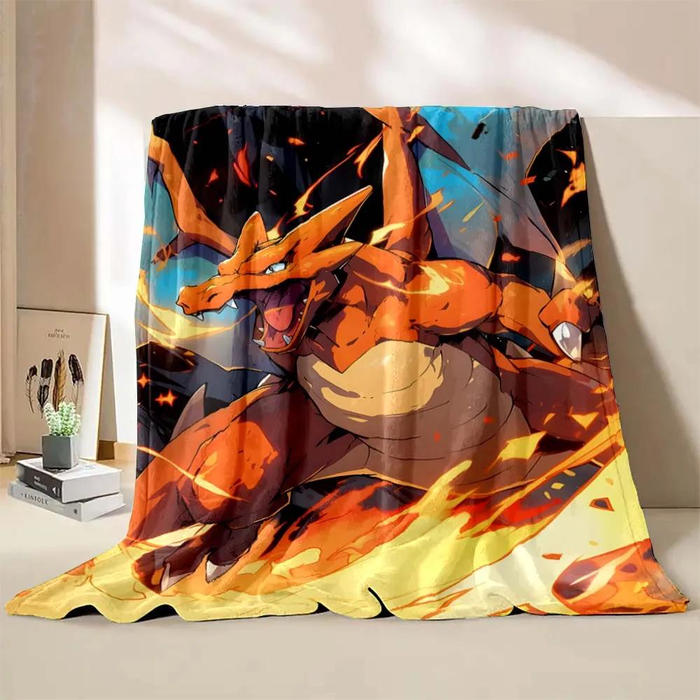 Charizard Dracaufeu Stampa Cartone Animato Coperta Bambini Adulti Coperta Morbida Calda Biancheria da Letto per Letto Divano Coperta da Viaggio