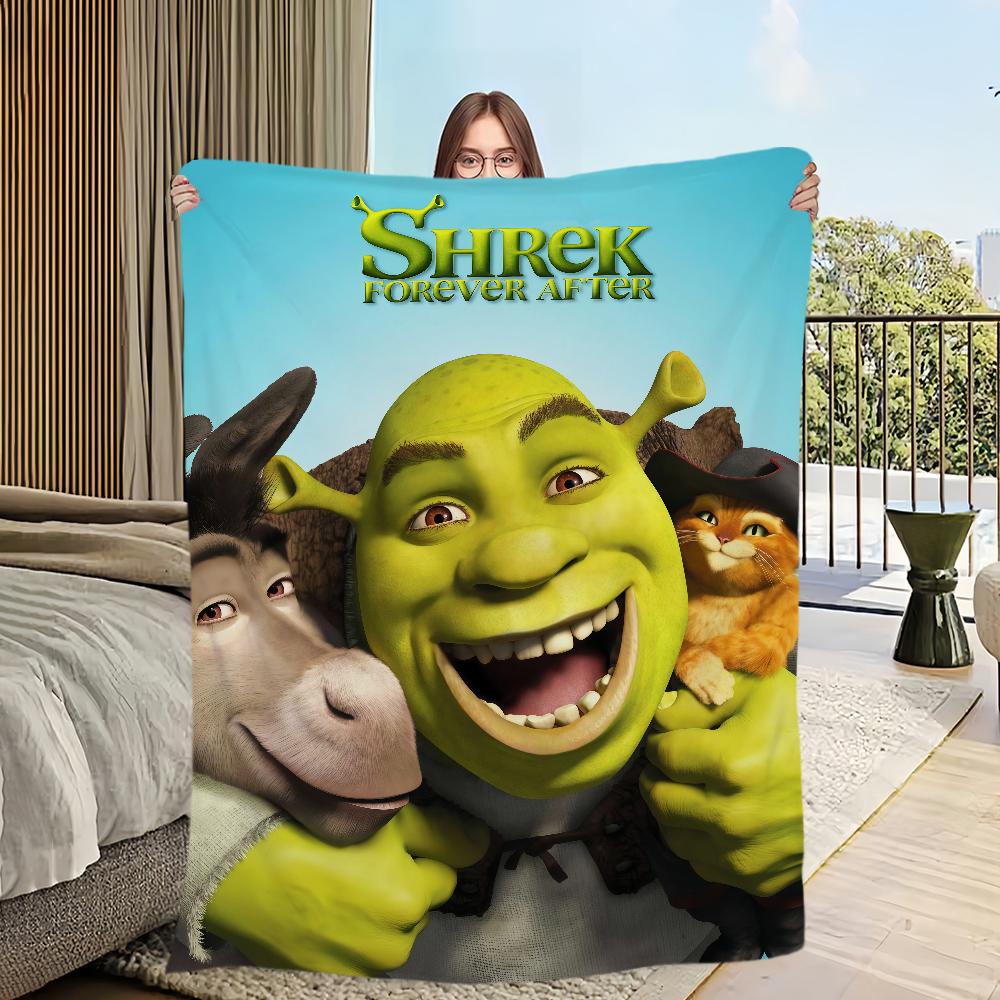 Funny Art Meme Movie Flannel Warm Comfort Soft Plush Blanket for Sofa Living Room Hogar Office Bedroom Travel Gift Home S-ShrekS