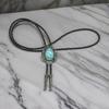 Bolo Tie Necktie Artificial Leather Braided Rope Necklace with Metal Flower Crown Stone Jewelry Cowboy Vintage Neckwear