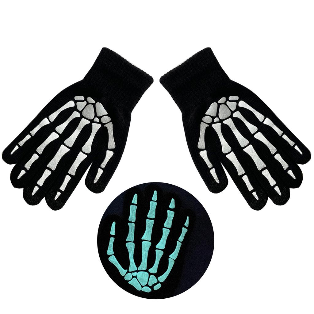 Leuchtende Skelett-Handhandschuhe für Feiern Maskenbälle Kostümhandschuhe Verkleidungszubehör für Partys