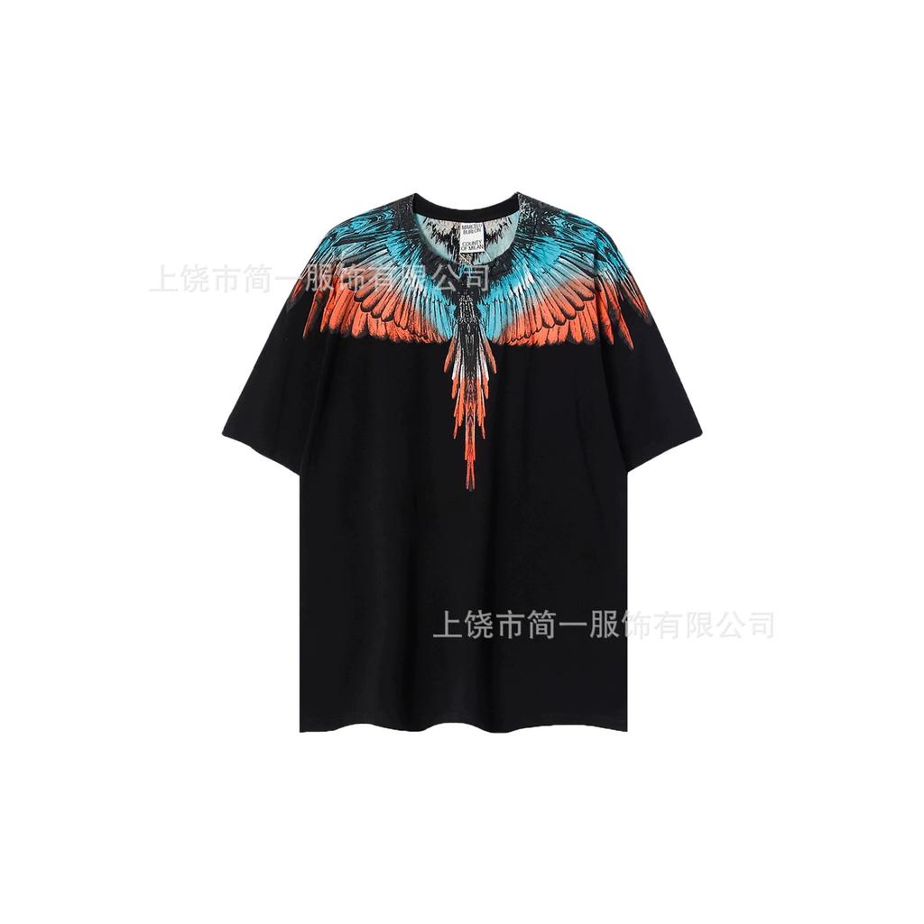Summer Men's and Women's Same Fashion Trend T-shirt Personalized Trend Wing Printing Comfortable and Simple
