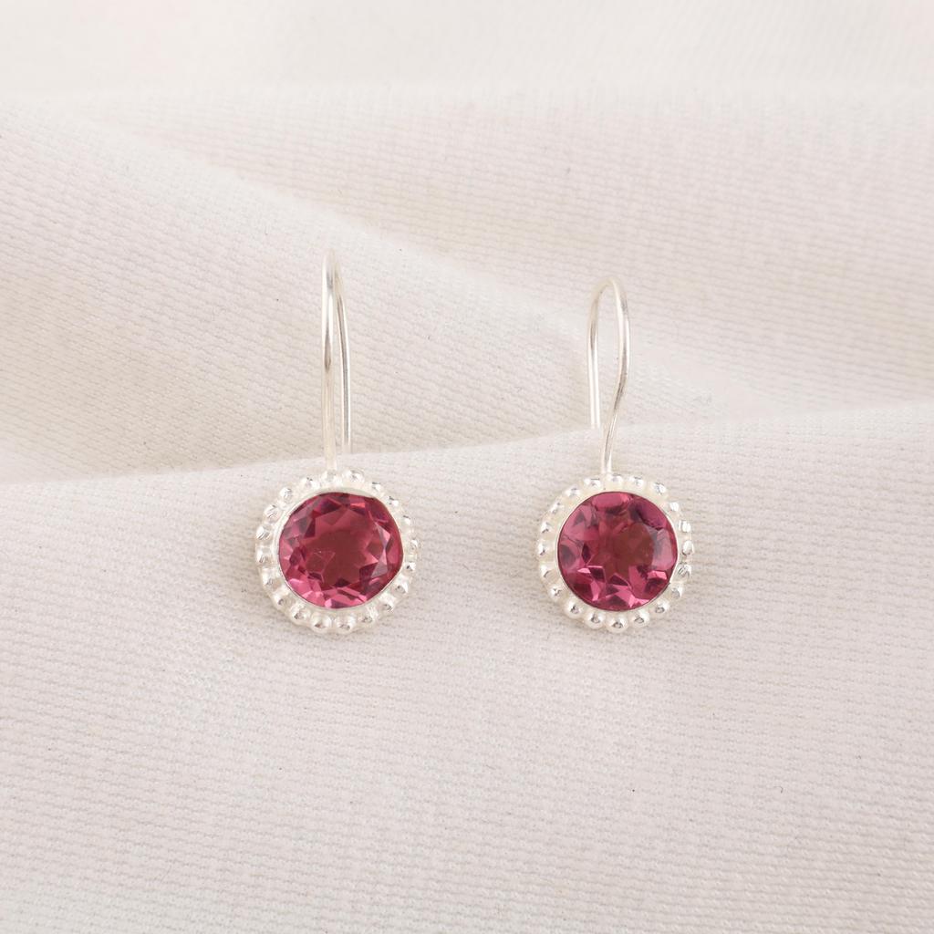 Pink Tourmaline 925 Solid Sterling Silver Earring, Handmade Gemstone Jewelry Earring, For Memorial Day