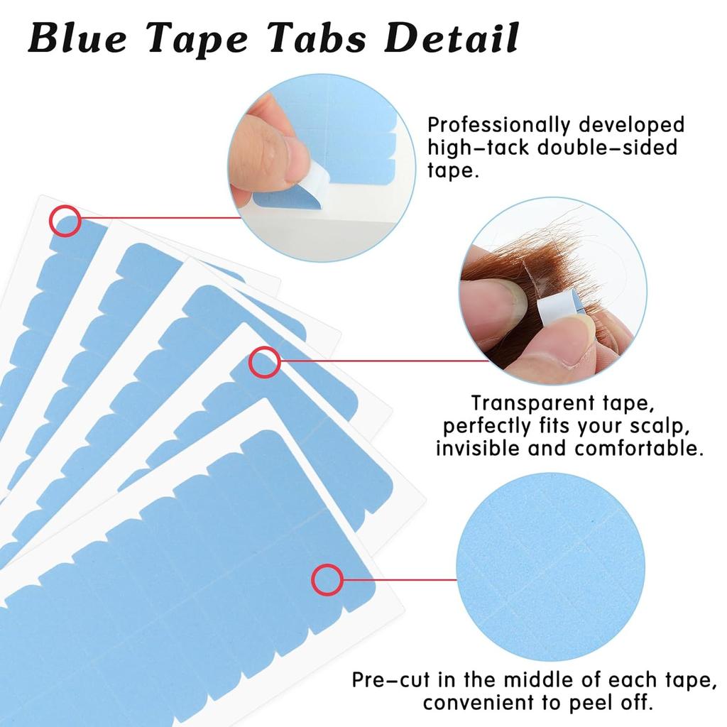 240Pcs Tape for Hair Extensions, 1.58 X 0.32 Inch Human Replacement Tape for Hair Extensions, Double Sided Hair Extension Tape Strips Adhesive Wig