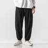 Cotton and linen elastic waist large size Harlan pants retro bloomers Hong Kong style wide leg wide leg leggings