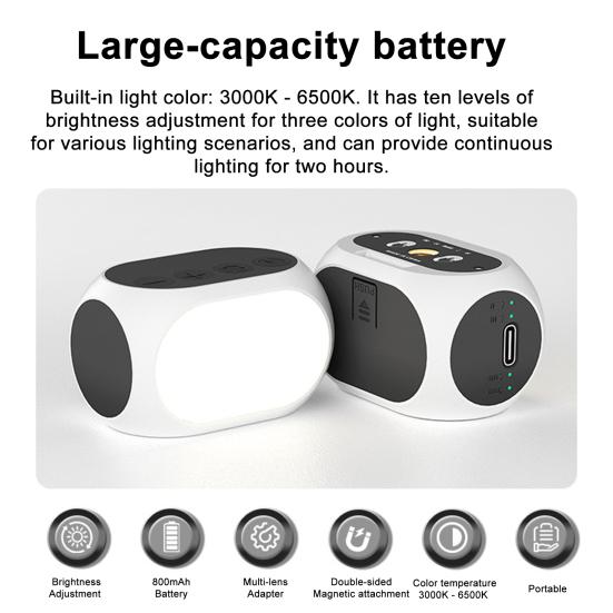 Yousheng Phone Gimbal Stabilizer Fill Light for DJI 3000K-6500K 3 Lighting Color 10-Level Brightness Adjustable Pocket Size Magnetic Smartphone Vlog